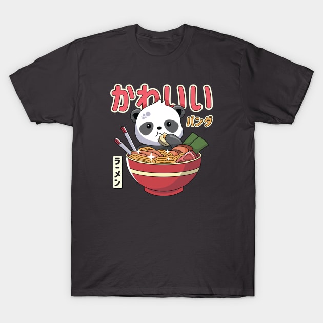 Kawaii Panda Enjoying Ramen T-Shirt by spacedowl